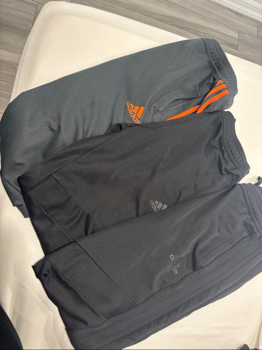 adidas mens Joggers in Black, Charcoal & Orange Accent